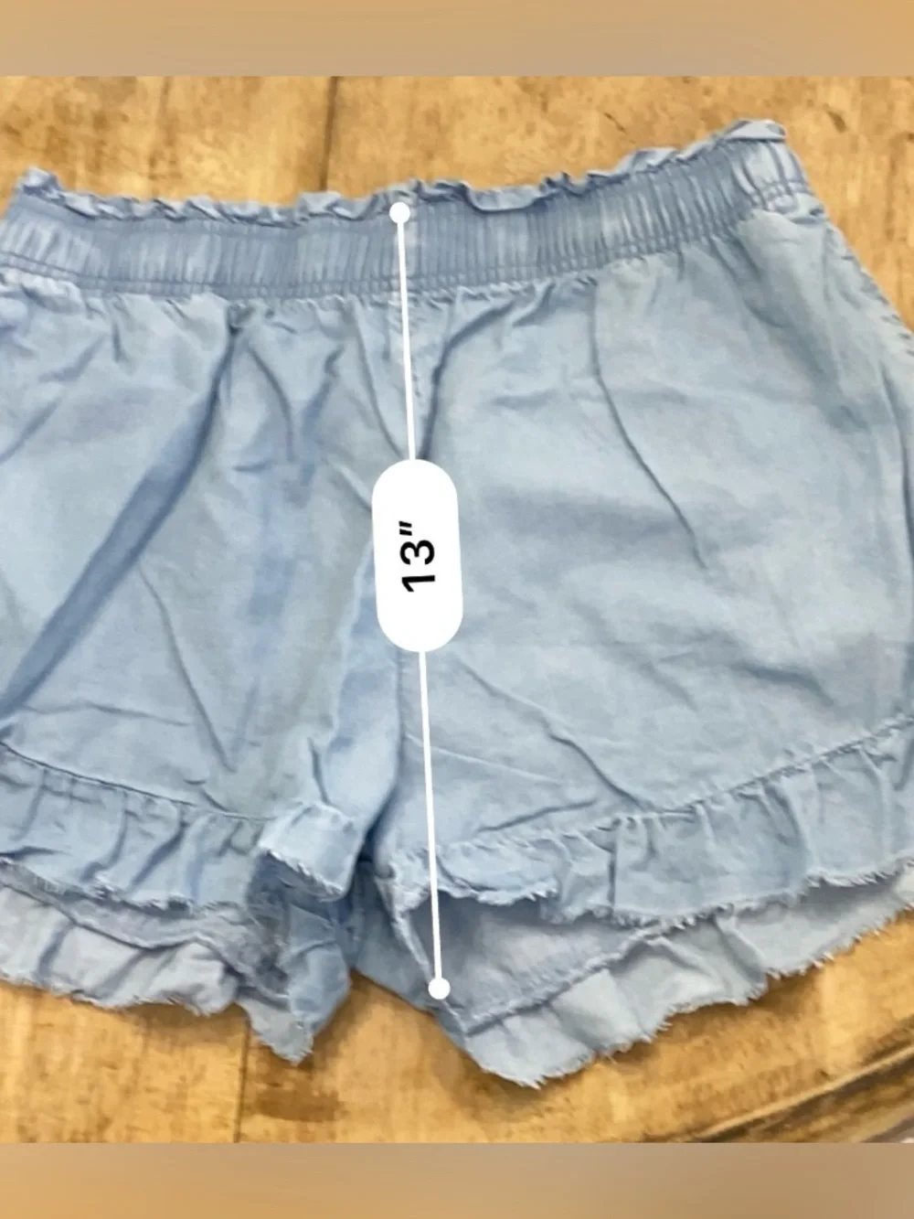 Aerie Women’s Sz M Chambray Ruffle‎ High Rise Shorts